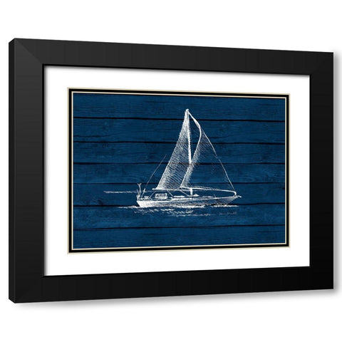 Sailboat on Blue Wood Black Modern Wood Framed Art Print with Double Matting by Loreth, Lanie