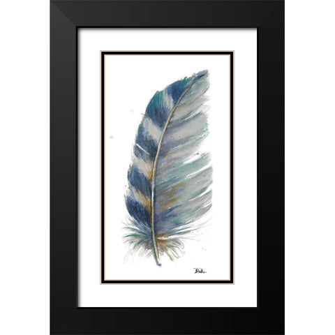 White Watercolor Feather I Black Modern Wood Framed Art Print with Double Matting by Pinto, Patricia
