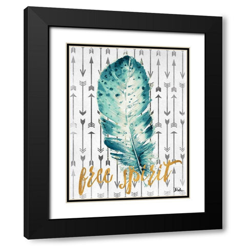 Free Spirit Feather Black Modern Wood Framed Art Print with Double Matting by Pinto, Patricia