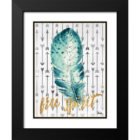 Free Spirit Feather Black Modern Wood Framed Art Print with Double Matting by Pinto, Patricia
