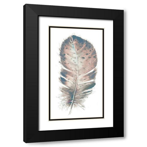 Pastel Feather I Black Modern Wood Framed Art Print with Double Matting by Pinto, Patricia