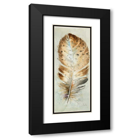 Watercolor Feather III Black Modern Wood Framed Art Print with Double Matting by Pinto, Patricia