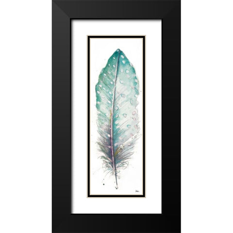 Watercolor Feather White I Black Modern Wood Framed Art Print with Double Matting by Pinto, Patricia