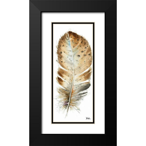 Watercolor Feather White III Black Modern Wood Framed Art Print with Double Matting by Pinto, Patricia