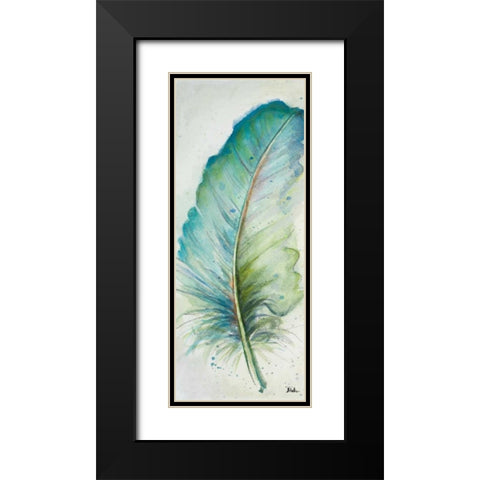 Watercolor Feather IV Black Modern Wood Framed Art Print with Double Matting by Pinto, Patricia