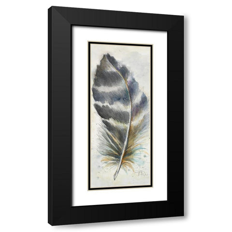 Watercolor Feather VI Black Modern Wood Framed Art Print with Double Matting by Pinto, Patricia