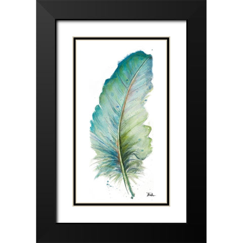 White Watercolor Feather VI Black Modern Wood Framed Art Print with Double Matting by Pinto, Patricia