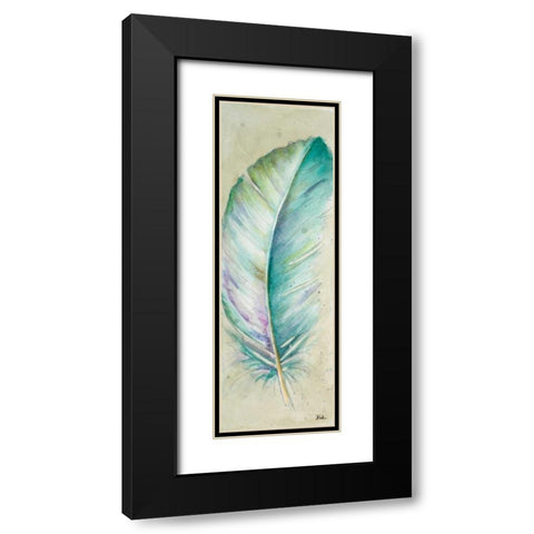 Watercolor Feather II Black Modern Wood Framed Art Print with Double Matting by Pinto, Patricia