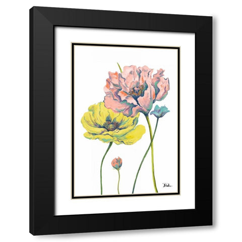 Fresh Colored Poppies I Black Modern Wood Framed Art Print with Double Matting by Pinto, Patricia