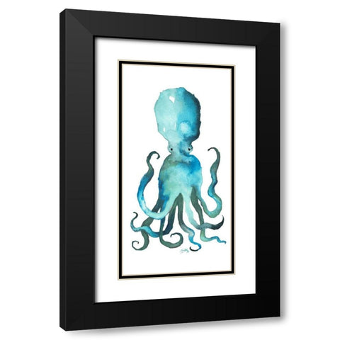 Aqua Creatures I Black Modern Wood Framed Art Print with Double Matting by Medley, Elizabeth