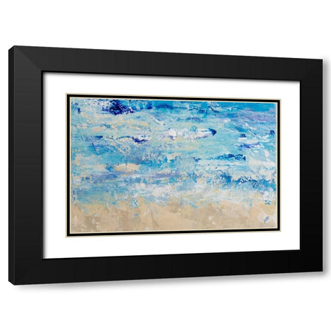 Blue Crashing Wave Black Modern Wood Framed Art Print with Double Matting by DeRice, Julie