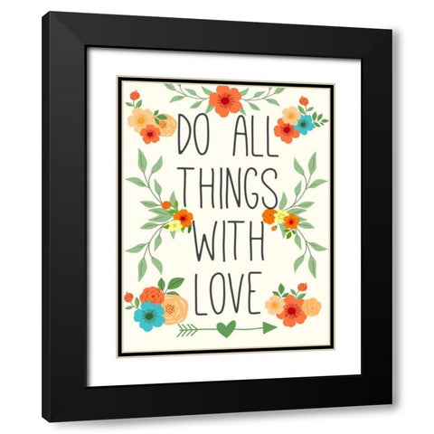 Heart and Love I Black Modern Wood Framed Art Print with Double Matting by SD Graphics Studio