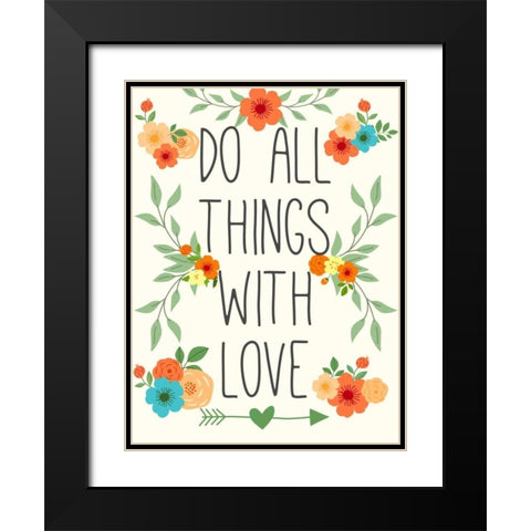 Heart and Love I Black Modern Wood Framed Art Print with Double Matting by SD Graphics Studio
