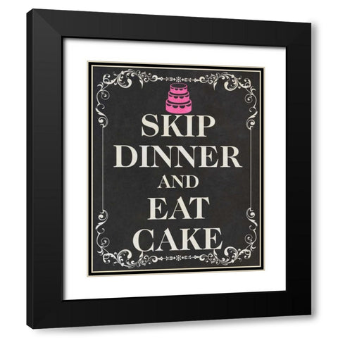 Eat Cake Pink II Black Modern Wood Framed Art Print with Double Matting by SD Graphics Studio