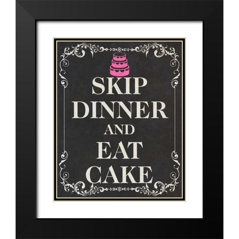 Eat Cake Pink II Black Modern Wood Framed Art Print with Double Matting by SD Graphics Studio