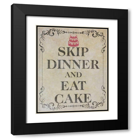 Eat Cake I Black Modern Wood Framed Art Print with Double Matting by SD Graphics Studio