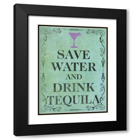 Save and Drink II Black Modern Wood Framed Art Print with Double Matting by SD Graphics Studio