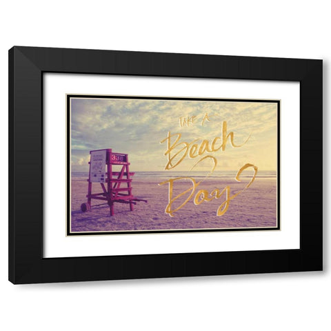 Take a Beach Day Black Modern Wood Framed Art Print with Double Matting by Peck, Gail