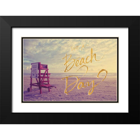 Take a Beach Day Black Modern Wood Framed Art Print with Double Matting by Peck, Gail
