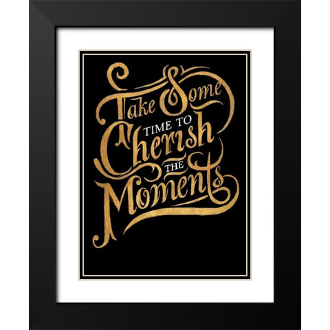 Cherish The Moments Border Black Modern Wood Framed Art Print with Double Matting by Sundance Studios