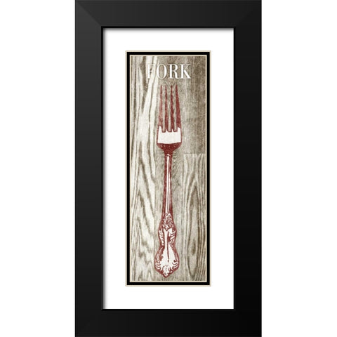Fork and Spoon on Wood I Black Modern Wood Framed Art Print with Double Matting by Studio, Sd Graphics