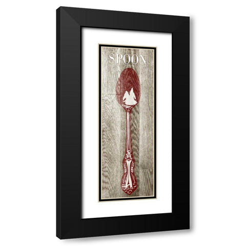 Fork and Spoon on Wood II Black Modern Wood Framed Art Print with Double Matting by Studio, Sd Graphics