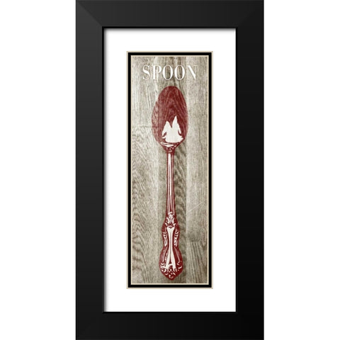 Fork and Spoon on Wood II Black Modern Wood Framed Art Print with Double Matting by Studio, Sd Graphics