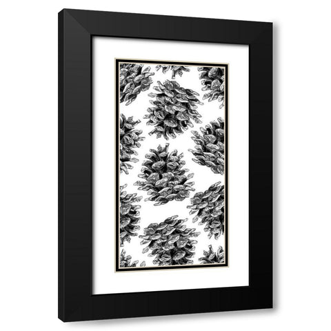 Pinecone Pattern BandW Black Modern Wood Framed Art Print with Double Matting by Baliko, Linda