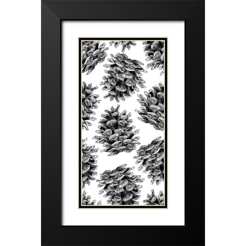 Pinecone Pattern BandW Black Modern Wood Framed Art Print with Double Matting by Baliko, Linda