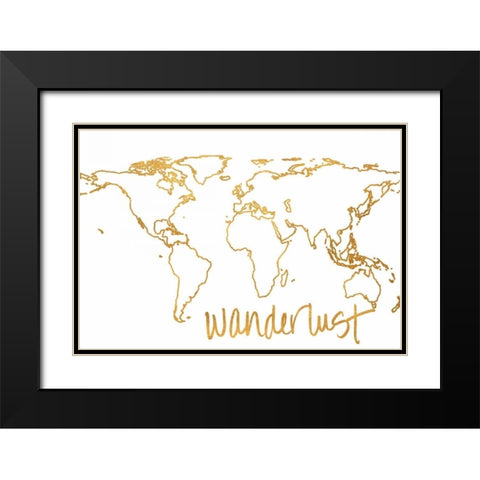 Gold Wanderlust Black Modern Wood Framed Art Print with Double Matting by Studio, Sd Graphics