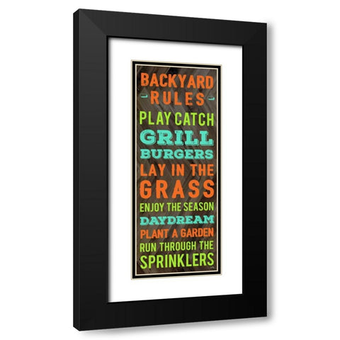 Backyard Rules Black Modern Wood Framed Art Print with Double Matting by Medley, Elizabeth