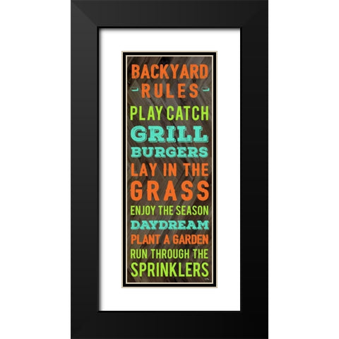 Backyard Rules Black Modern Wood Framed Art Print with Double Matting by Medley, Elizabeth