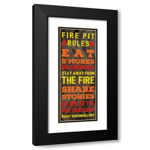 Fire Pit Rules Black Modern Wood Framed Art Print with Double Matting by Medley, Elizabeth