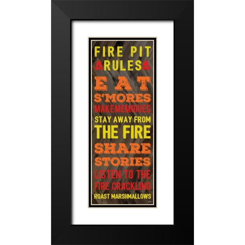 Fire Pit Rules Black Modern Wood Framed Art Print with Double Matting by Medley, Elizabeth