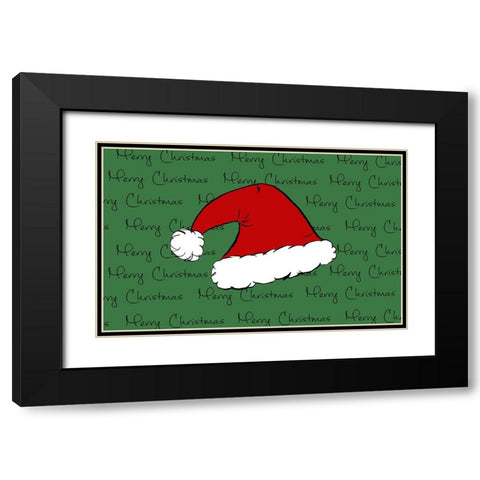 Santa Hat Black Modern Wood Framed Art Print with Double Matting by SD Graphics Studio