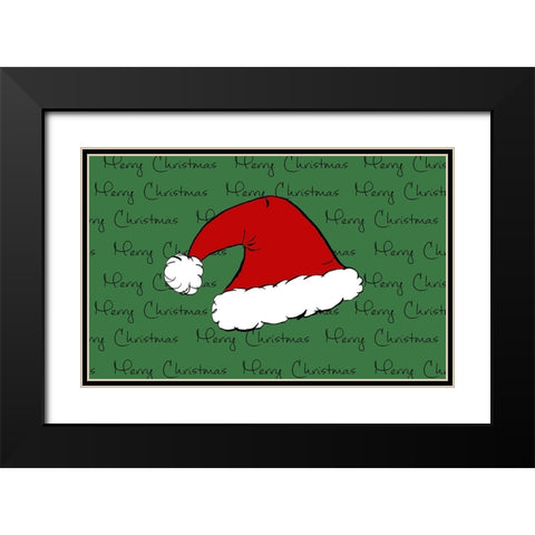 Santa Hat Black Modern Wood Framed Art Print with Double Matting by SD Graphics Studio