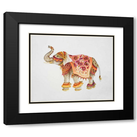 Pink Elephant II Black Modern Wood Framed Art Print with Double Matting by Gaynor, Janice