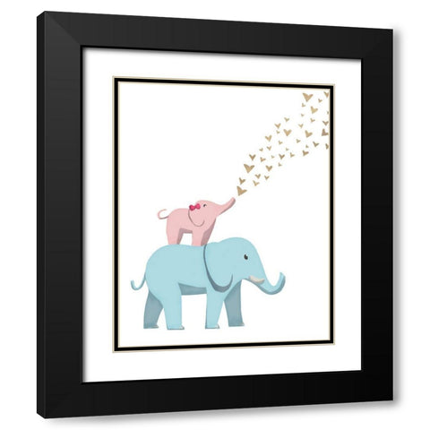 Elephant Love Black Modern Wood Framed Art Print with Double Matting by SD Graphics Studio