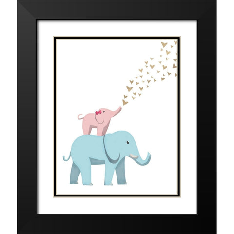 Elephant Love Black Modern Wood Framed Art Print with Double Matting by SD Graphics Studio