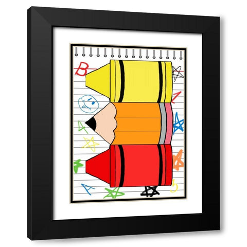 School Scribble II Black Modern Wood Framed Art Print with Double Matting by SD Graphics Studio