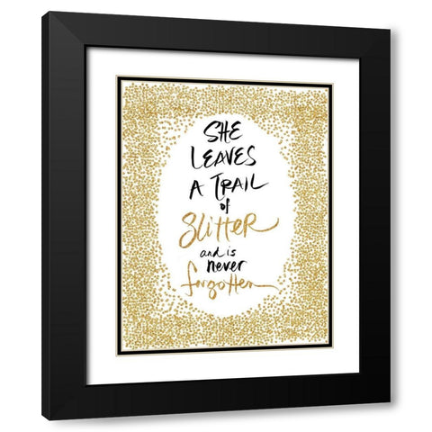 Trail of Glitter Black Modern Wood Framed Art Print with Double Matting by SD Graphics Studio