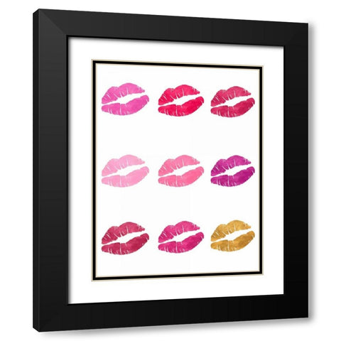 Luscious Lips Black Modern Wood Framed Art Print with Double Matting by Studio, Sd Graphics