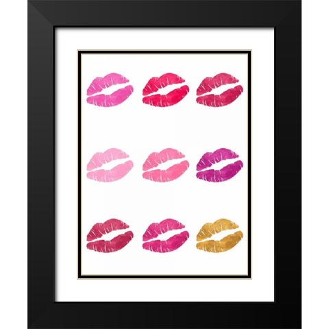Luscious Lips Black Modern Wood Framed Art Print with Double Matting by Studio, Sd Graphics