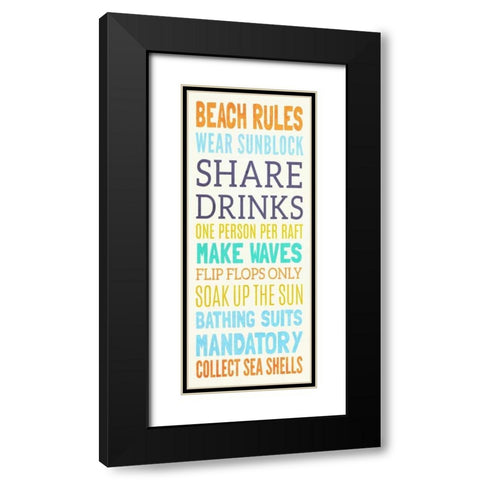 Beach Rules I Black Modern Wood Framed Art Print with Double Matting by Studio, Sd Graphics