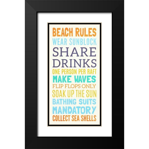 Beach Rules I Black Modern Wood Framed Art Print with Double Matting by SD Graphics Studio