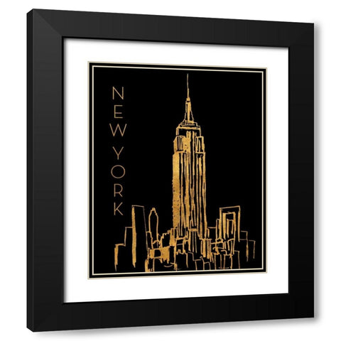 New York on Black Black Modern Wood Framed Art Print with Double Matting by Biscardi, Nicholas