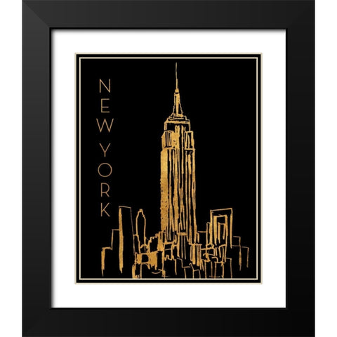 New York on Black Black Modern Wood Framed Art Print with Double Matting by Biscardi, Nicholas
