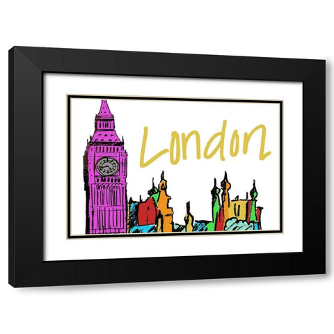 Vibrant London Black Modern Wood Framed Art Print with Double Matting by Biscardi, Nicholas