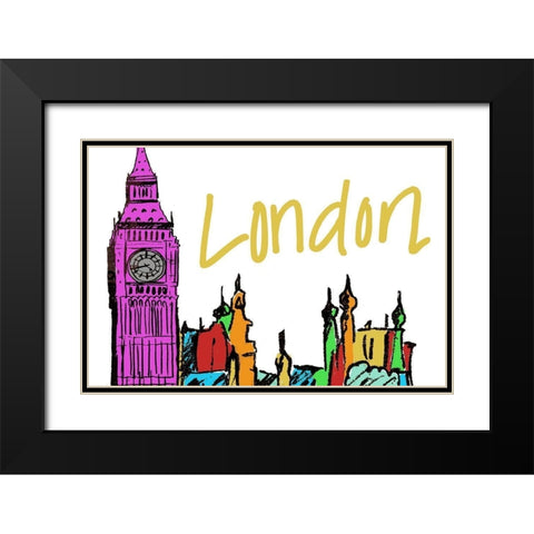 Vibrant London Black Modern Wood Framed Art Print with Double Matting by Biscardi, Nicholas