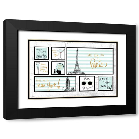 Travel Pack Teal Black Modern Wood Framed Art Print with Double Matting by Biscardi, Nicholas